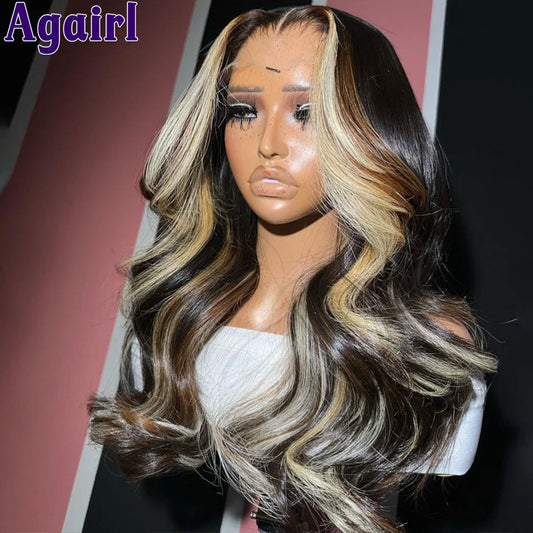 1B/27/30 Highlights Wig Human Hair HD 13X4 13x6 Lace Frontal Body Wave Wig Blonde Black Pre Plucked 6X4 Ready to Go Glueless Wig